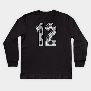 Soccer Number 12 Soccer Jersey #12 Soccer Mom Player Fan Kids Long Sleeve T-Shirt